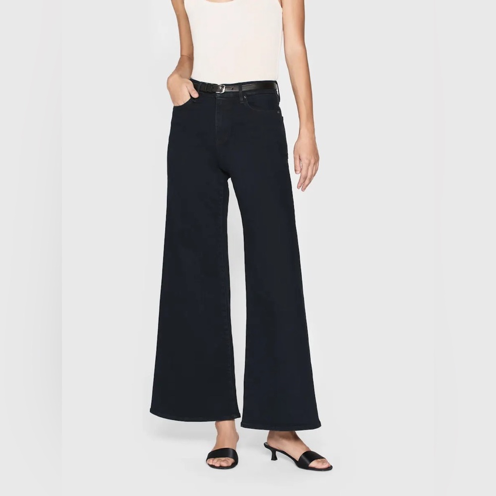 FRAME Le Palazzo Crop size 33 dark denim Wide Leg Flare Jeans size 16 grey wash